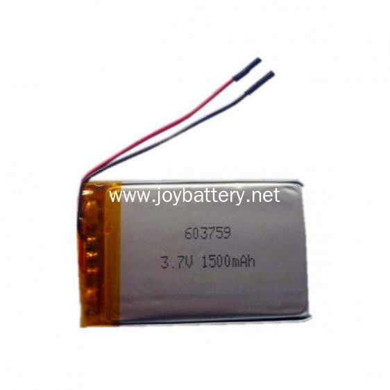 603759 3.7V 1500mAh Lithium ion polymer batterywith pcm and connector