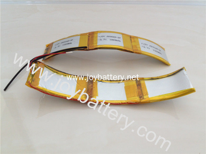 Curved lithium battery 283048 3.7V350mah rechargeable for iwatch, bracelet watch,283048-3P