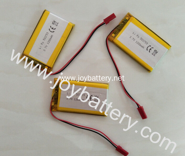 503759 3.7v 1200mah with PCM and wire,Rechargeable lithium polymer battery 503759 3.7v 1200mah
